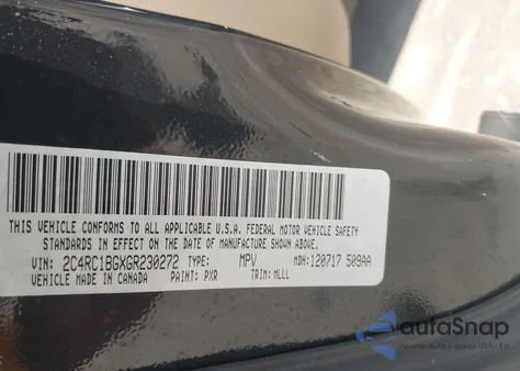 2016 Chrysler Town & Country Touring from USA, damaged, VIN 2C4RC1BGXGR230272